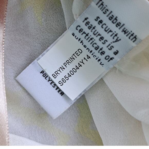 Diane Von Furstenberg Bryn Silk Chiffon Blouse Size 2 Yellow Beige Flowy Top - Picture 8 of 13